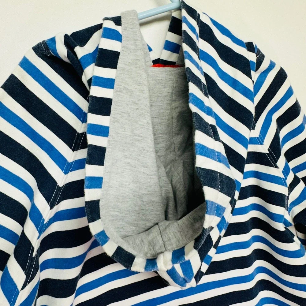 Generation Joy Blue Nautical Striped Hoodie Lined Hood Little Boys Large 4/5 6/7
